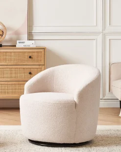 Poltrona Em Tecido Boucle Creme Davik