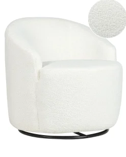 Poltrona Em Tecido Boucle Branco Davik