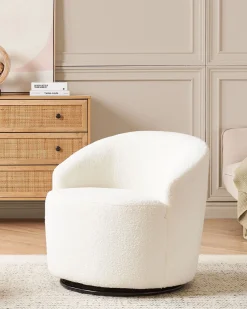 Poltrona Em Tecido Boucle Branco Davik