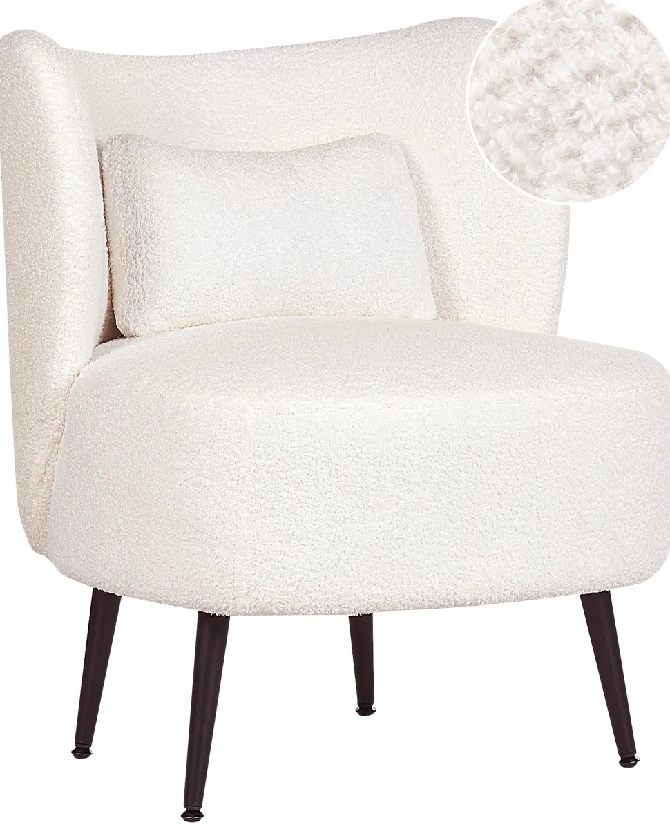 Poltrona Em Tecido Boucle Branco Otsby