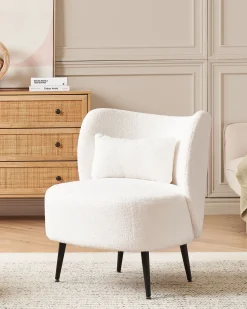 Poltrona Em Tecido Boucle Branco Otsby