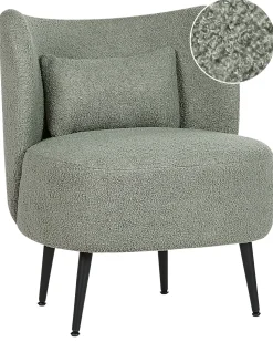 Poltrona Em Tecido Boucle Verde Claro Otsby