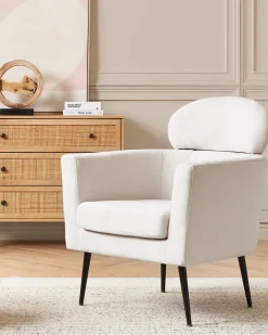 Poltrona Em Tecido Branco Soby