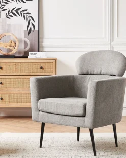 Poltrona Em Tecido Taupe Soby