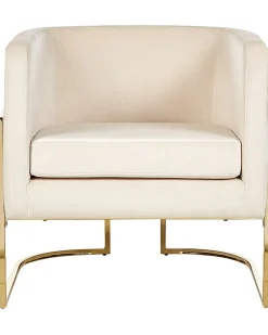 Poltrona Em Veludo Creme Sirkka
