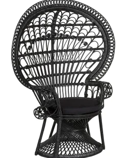 Poltrona Pavao De Rattan Preta Emmanuelle
