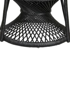 Poltrona Pavao De Rattan Preta Emmanuelle