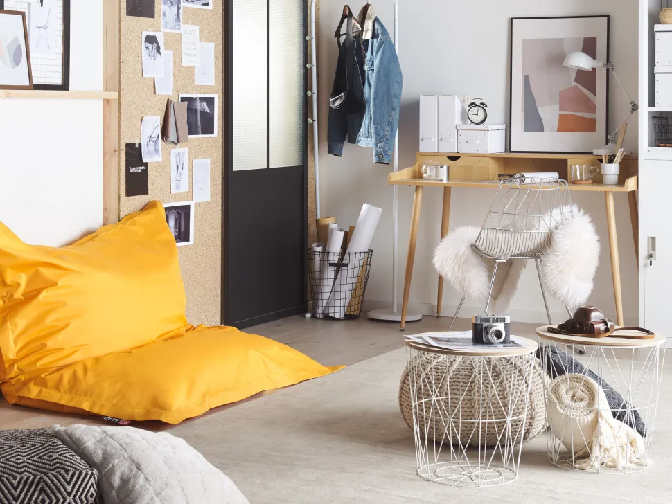 Pufe Almofada Amarelo 140 X 180 Cm Fuzzy