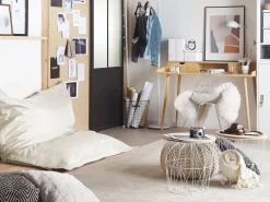 Pufe Almofada Branco E Creme 140 X 180 Cm Fuzzy