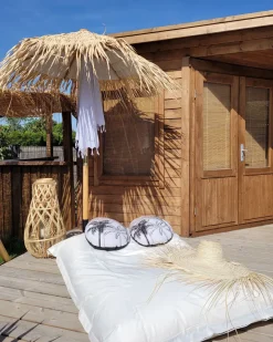 Pufe Almofada Branco E Creme 140 X 180 Cm Fuzzy