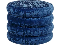 Pufe Com Arrumação Em Veludo Azul Marinho 45 Cm Brewton