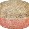 Pufe De Juta Cor Natural E Rosa 50 X 40 Cm Duki