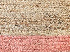 Pufe De Juta Cor Natural E Rosa 50 X 40 Cm Duki