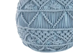 Pufe Em Algodao Macrame Azul 40 X 40 Cm Kayseri