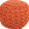 Pufe Em Algodao Macrame Laranja 40 X 40 Cm Berkane