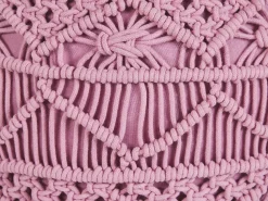 Pufe Em Algodao Macrame Rosa 40 X 40 Cm Kayseri