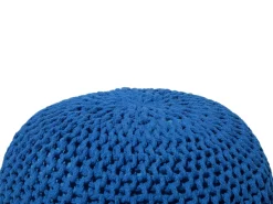 Pufe Redondo Em Tricot Azul 50 X 35 Cm Conrad