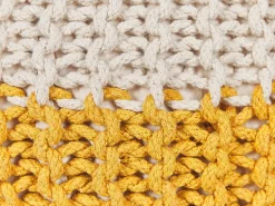 Pufe Redondo Em Tricot Creme E Amarelo 50 X 35 Cm Conrad