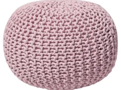 Pufe Redondo Em Tricot Rosa 50 X 35 Cm Conrad