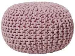 Pufe Redondo Em Tricot Rosa 40 X 25 Cm Conrad