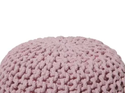 Pufe Redondo Em Tricot Rosa 40 X 25 Cm Conrad