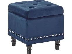 Repousa-Pes Em Veludo Azul Escuro Com Arrumação Loretto