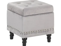 Repousa-Pes Em Veludo Cinzento Claro Com Arrumação Loretto