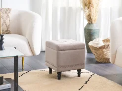 Repousa-Pes Em Veludo Rosa Salmao Com Arrumação Loretto