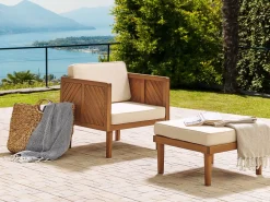 Repousa-Pes Para Jardim Branco Em Madeira Clara Baratti