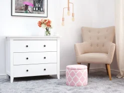 Repousa-Pes Rosa E Branco Com Arrumação Tunica