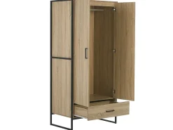 Roupeiro Com 2 Portas E Gaveta Castanho Claro 180 Cm Schwedt