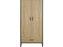 Roupeiro Com 2 Portas E Gaveta Castanho Claro 180 Cm Schwedt