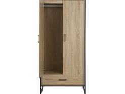 Roupeiro Com 2 Portas E Gaveta Castanho Claro 180 Cm Schwedt