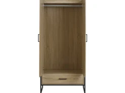 Roupeiro Com 2 Portas E Gaveta Castanho Claro 180 Cm Schwedt