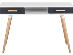 Secretaria / Toucador Branca E Cinzenta Com 2 Gavetas 120 X 45 Cm Frisco