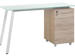 Secretaria Branca E Castanha Clara Com 3 Gavetas 130 X 60 Cm Montevideo