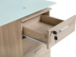 Secretaria Branca E Castanha Clara Com 3 Gavetas 130 X 60 Cm Montevideo