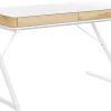 Secretaria Branca E Castanha Clara Com 2 Gavetas 120 X 60 Cm Fontana