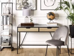 Secretaria Castanha Clara E Preta Com 2 Gavetas 120 X 60 Cm Jena