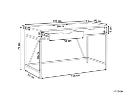Secretaria Castanha Clara E Preta Com 2 Gavetas 120 X 60 Cm Jena
