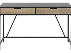 Secretaria Castanha Clara E Preta Com 2 Gavetas 120 X 60 Cm Jena