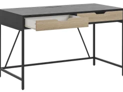 Secretaria Castanha Clara E Preta Com 2 Gavetas 120 X 60 Cm Jena