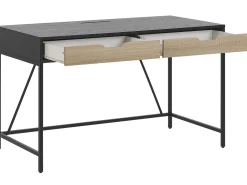 Secretaria Castanha Clara E Preta Com 2 Gavetas 120 X 60 Cm Jena