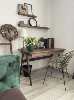 Secretaria Castanha Escura Com 2 Gavetas 120 X 70 Cm Sheslay