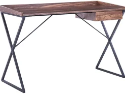 Secretaria Castanho Escuro E Preto Com 1 Gaveta 120 X 54 Cm Noxon