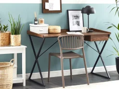 Secretaria Castanho Escuro E Preto Com 1 Gaveta 120 X 54 Cm Noxon