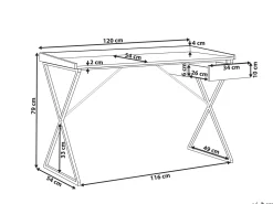 Secretaria Castanho Escuro E Preto Com 1 Gaveta 120 X 54 Cm Noxon