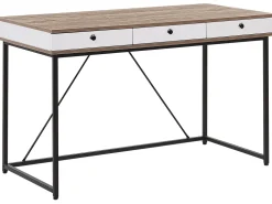 Secretaria Em Madeira Clara E Preto Com 3 Gavetas 120 X 60 Cm Hinton