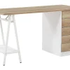 Secretaria Em Madeira Clara Com 5 Gavetas 140 X 60 Cm Heber