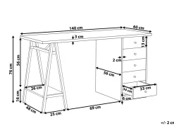 Secretaria Em Madeira Clara Com 5 Gavetas 140 X 60 Cm Heber